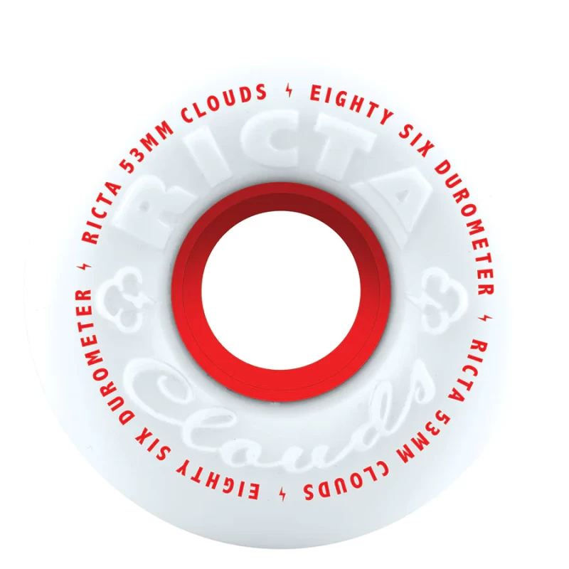 54mm 86a Ricta Skateboard Wheels- Cored Clouds Red