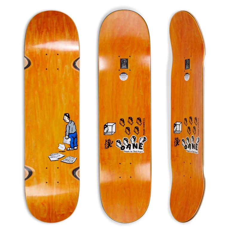 8.0" Polar Skateboards- Dane Brady News Paper Wheel Wells DECK