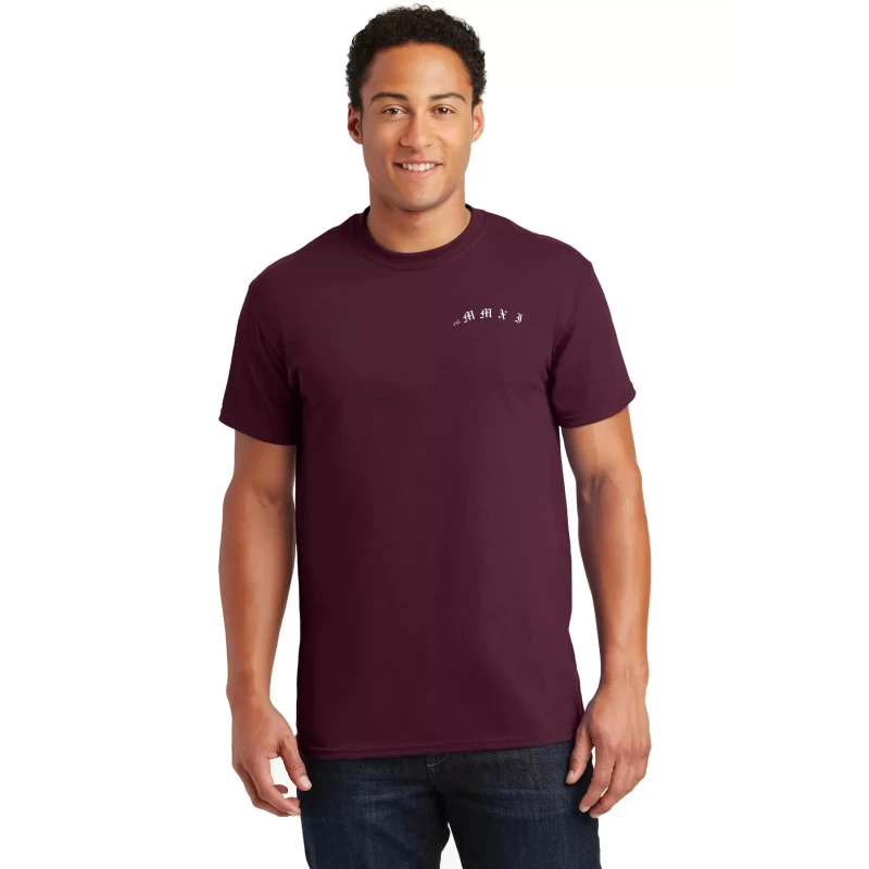 Deckadence Board Shoppe | MMXI Short Sleeved T-Shirt, Maroon - Image 2