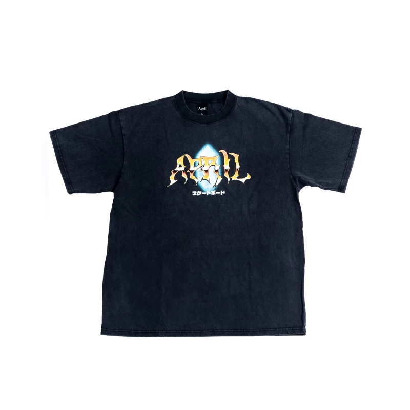 April Skateboards | April Skateboarding Short Sleeved T-Shirt, Washed Black