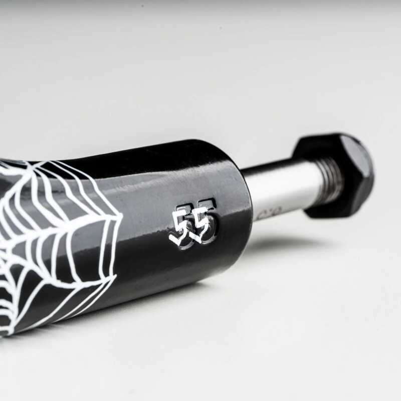 Ace Limited skateboard truck with a unique tiger and spider web design.