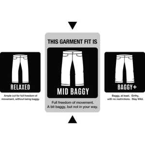 Airblaster Max Pant Fit Guide Mid Baggy fit with full freedom of movement, a bit baggy but not in your way.