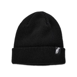 Crab Grab Claw Label Beanie in Black with Woven Claw Label