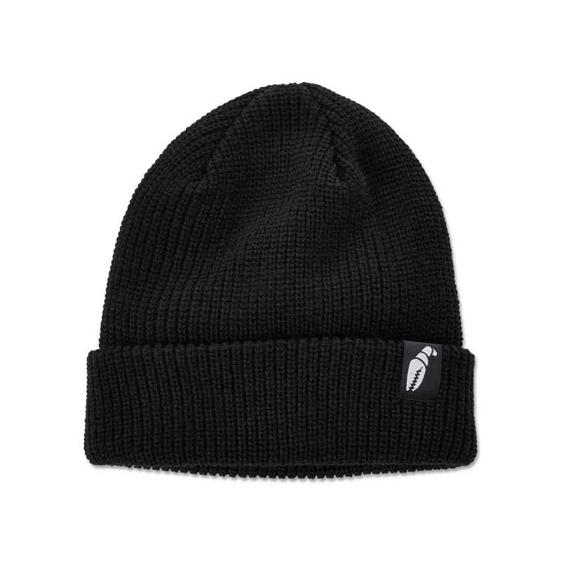 Crab Grab Claw Label Beanie in Black with Woven Claw Label