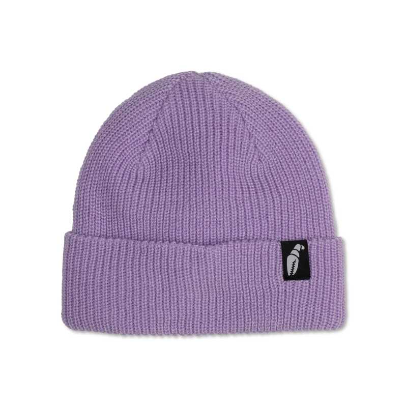 Crab Grab Claw Label Beanie in Pastel Purple with Woven Claw Label