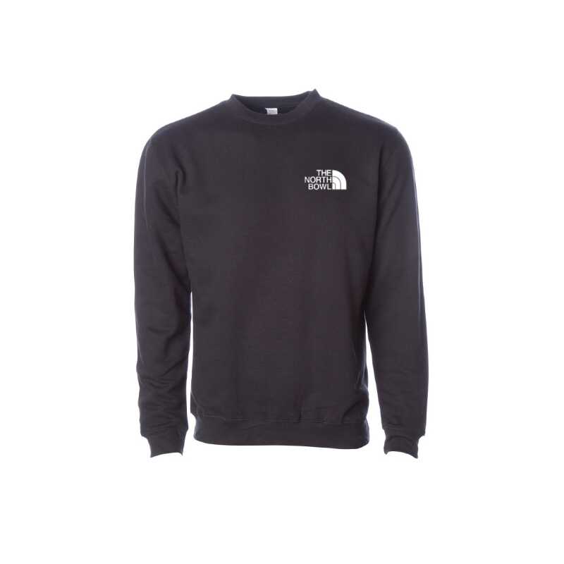 Deckadence North Bowl Crewneck Sweatshirt in black with a white parody logo.