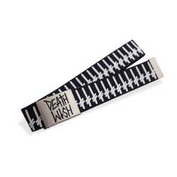 Black Deathwish Gang Logo Bullet Belt with a debossed Deathstack buckle and the Gang Logo screen-printed on the polyester strap.