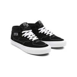 Black and white Vans Skate Half Cab skateboard shoes.