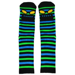 Toy Machine Small Stripe Skate Socks with Monster Face.