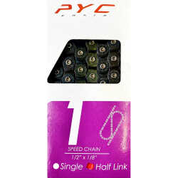 Black PYC 1/2"x1/8" half link bicycle chain.