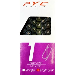 Black PYC 1/2"x1/8" half link bicycle chain.