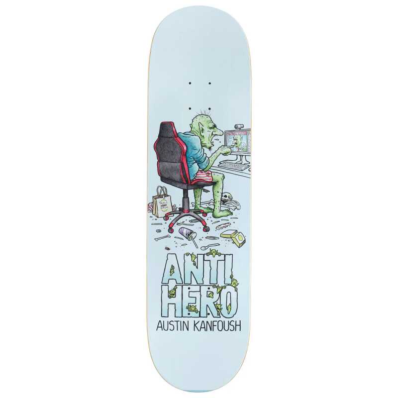 Anti Hero 8.62" Kanfoush Trolls Skateboard Deck with Todd Francis graphic and 7-ply maple construction.