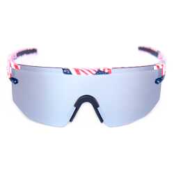 Happy Hour Party Wagons Chrome Merica sunglasses with American flag wraparound frame and chrome mirrored uni-lens