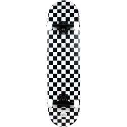Krown Rookie Checkered Skateboard Complete with a 7.5" deck, black and white checker design, ABEC 5 bearings, 52mm wheels, and aluminum trucks, fully assembled.