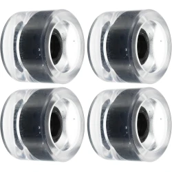 70mm LED light-up skateboard wheels glowing in motion with transparent design