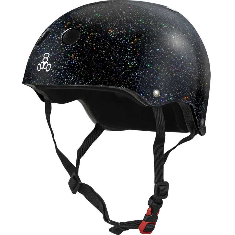 Triple 8 Certified Sweatsaver Skate Helmet in Black Glitter – S/M Size