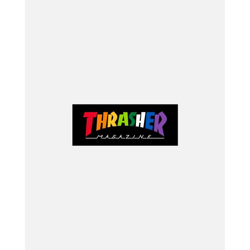 Thrasher Rainbow Magazine Sticker – 1.5" x 4" vinyl sticker with multicolor logo