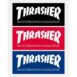 Thrasher Skateboard Magazine Sticker – 2.5" x 6" vinyl logo in bold black-and-white
