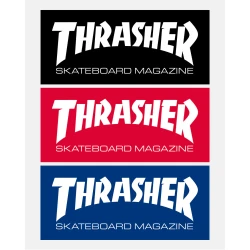 Thrasher Skateboard Magazine Sticker – 2.5" x 6" vinyl logo in bold black-and-white