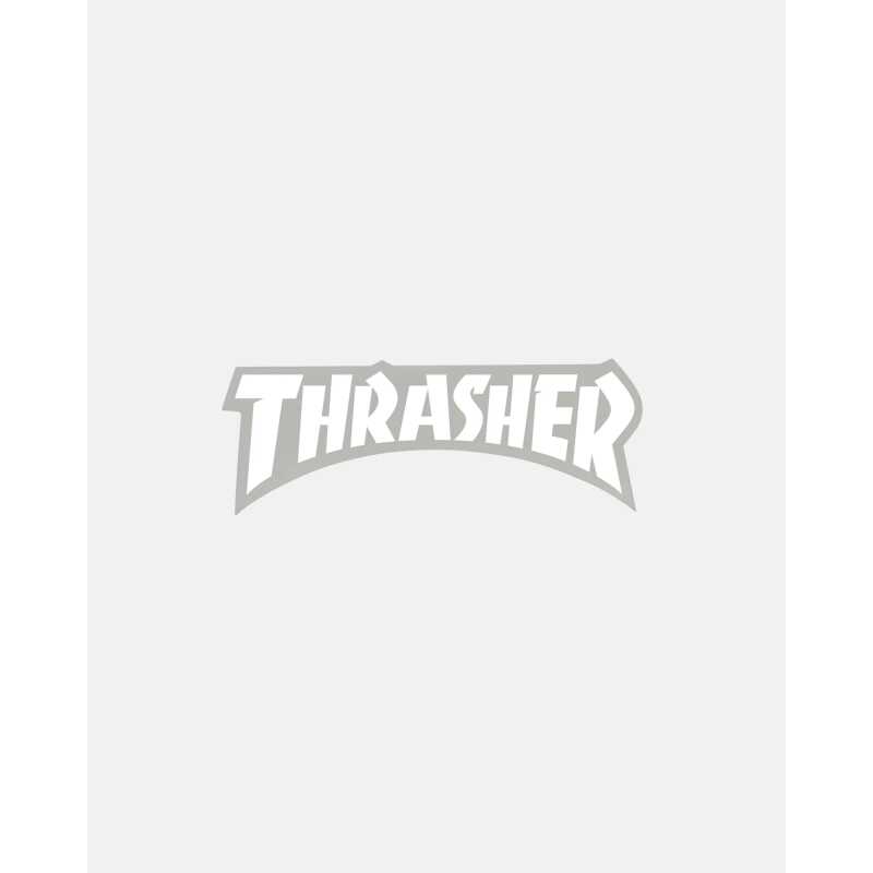 Thrasher Clear Vinyl Flame Logo Sticker – 2 1/8" x 5 3/4", durable decal for skateboards and accessories