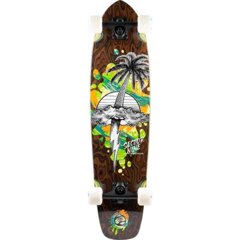 Sector 9 Strand Squall Longboard Complete with compact bamboo deck and ocean-inspired graphics