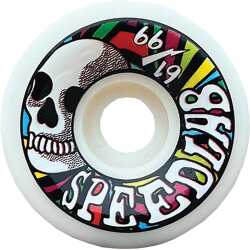 Speedlab Jay Kelly Skateboard Wheels 61mm 99a – Set of 4 white pro wheels with red and black graphic
