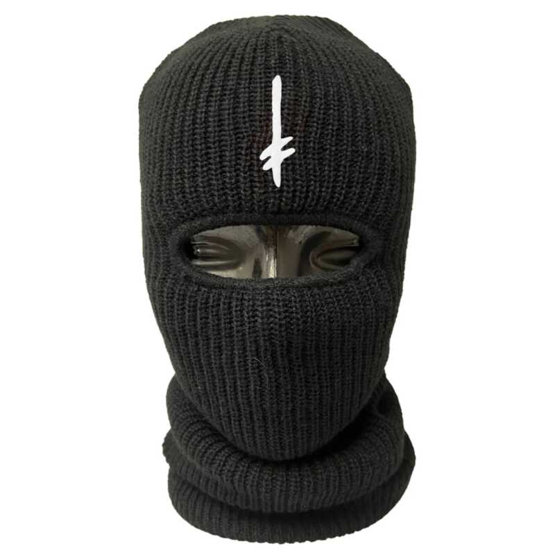 Deathwish Black Ski Mask with embroidered gang logo, one size fits all
