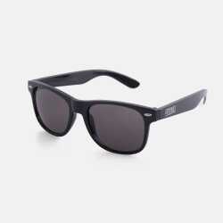 Baker Brand Logo Sunglasses with black frames and bold white Baker logo on the side