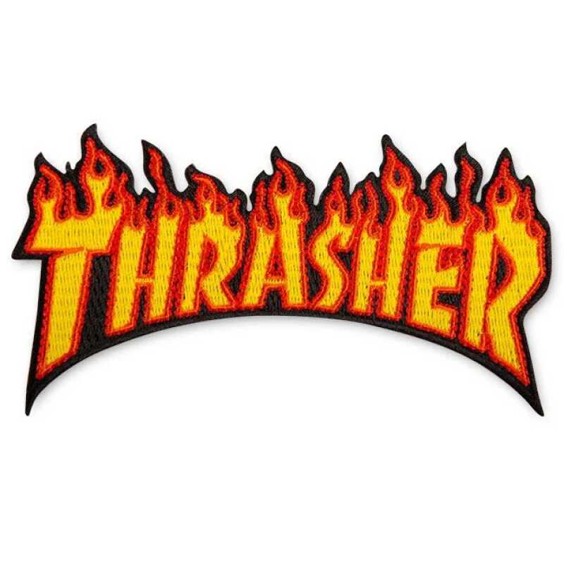Thrasher Flame Logo Patch 2" x 4.5" embroidered iron-on patch