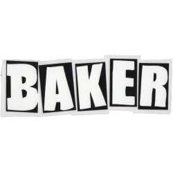 Baker 5" x 1.75" red and white logo sticker on weatherproof vinyl