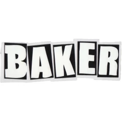Baker 5" x 1.75" red and white logo sticker on weatherproof vinyl