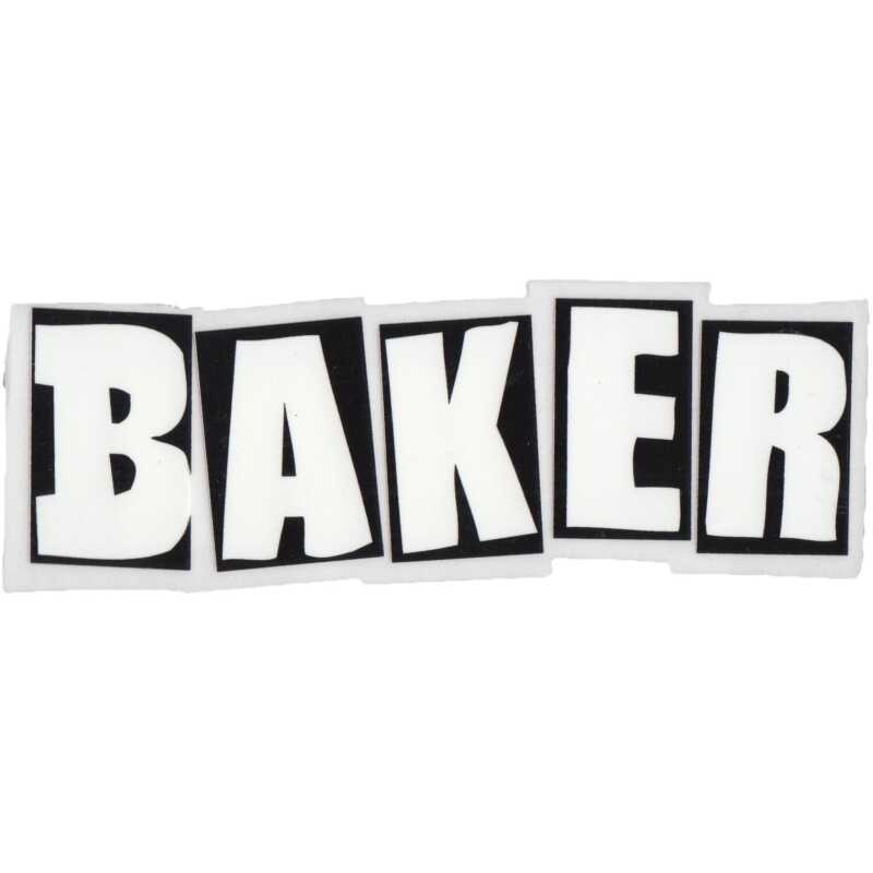 Baker 5" x 1.75" red and white logo sticker on weatherproof vinyl
