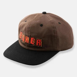 Baker Crumb Snapback Hat in brown and black with embroidered logo patch