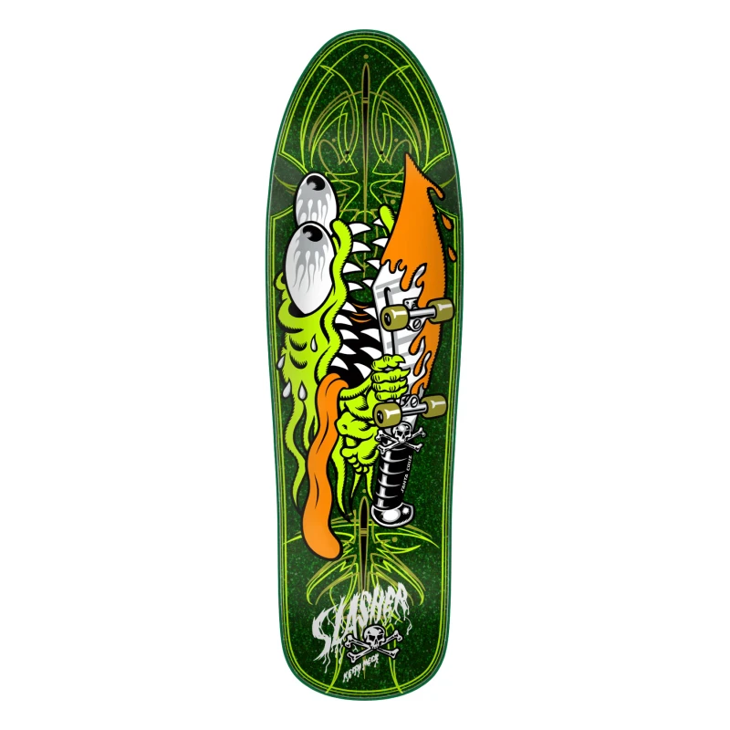 Santa Cruz Meek Pinstripe Slasher Green Pro Skateboard Deck