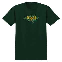 Krooked Skateboards Flowers Tee in Forest Green with graphic print
