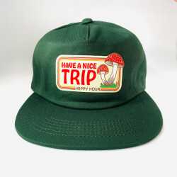 Happy Hour Have a Nice Trip Five Panel Hat with mushroom patch