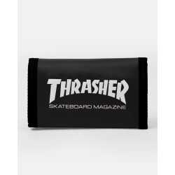 Thrasher Skateboard Magazine Velcro Tri-Fold Wallet in black with logo