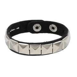 Silver Studded Snap Bracelet with metallic studs and adjustable snap closure