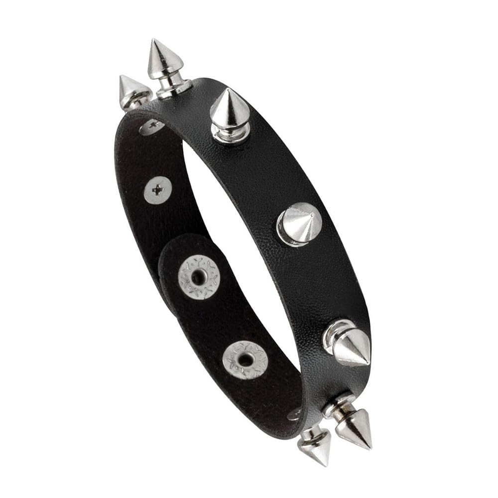 Silver Spiked Snap Bracelet with metallic spikes and adjustable snap closure