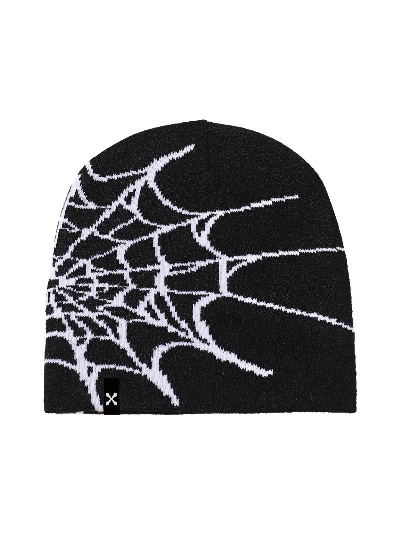 Deckadence Spider Web Beanie with Jewel Box logo.