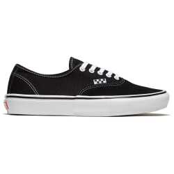 Vans Skate Authentic Shoe Black/White with Duracap reinforcement and waffle sole.