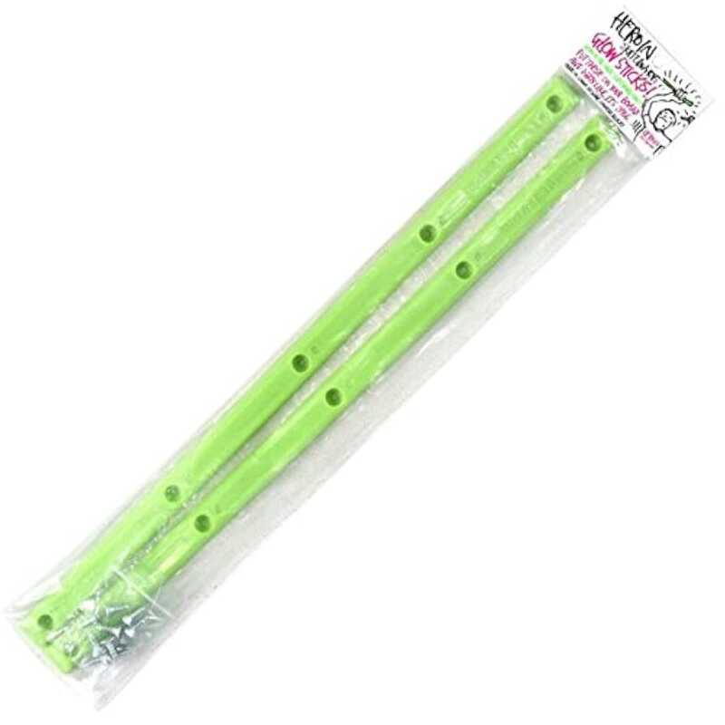 Heroin Glowstick Skateboard Rails glowing in the dark with screws included.