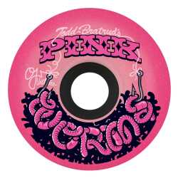 OJ Pink Worms Wheels 60mm 78a glitter skateboard wheels Todd Bratrud art