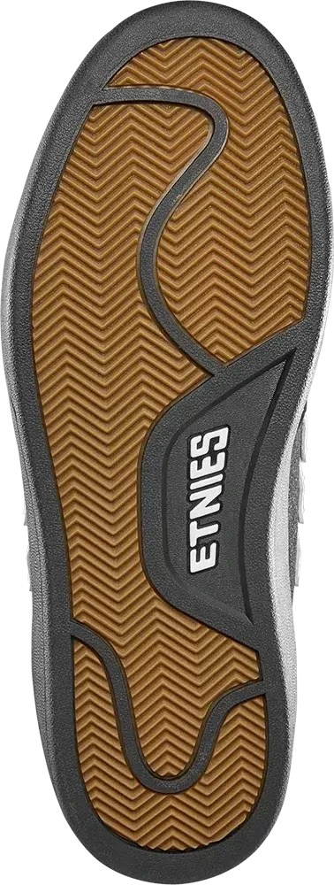 Etnies Emerson x Shimon Black and Gum collaboration shoe featuring STI Evolution Foam and 400NBS rubber outsole.