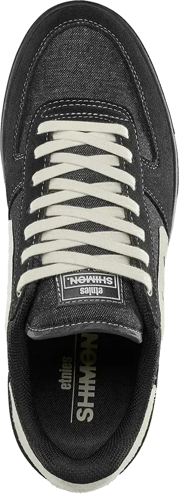 Etnies Emerson x Shimon Black and Gum collaboration shoe featuring STI Evolution Foam and 400NBS rubber outsole.