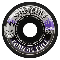 Spitfire F4 Color Pack 54mm Conical Full black skateboard wheels.