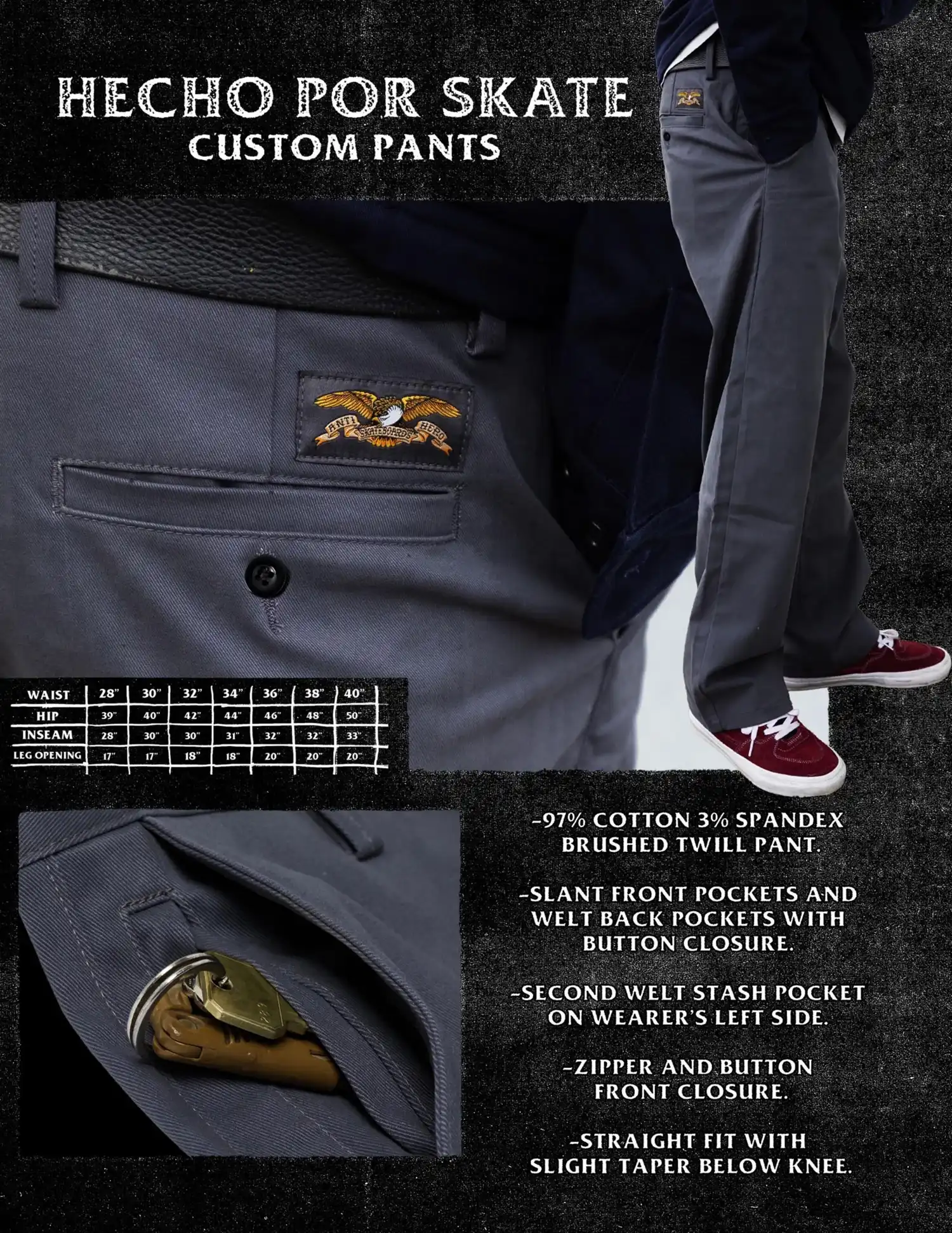 Antihero | Hecho Por Skate Pant - Charcoal - Image 6