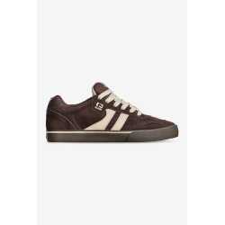 Globe Encore-2 skate shoes featuring a rich brown suede upper and a classic dark gum vulcanized rubber sole.