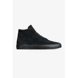 Globe Melbek High Black skate shoes featuring a premium black suede upper and high-top ankle collar.