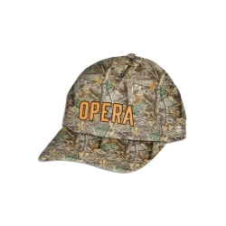 Opera Skateboards Tree Camo Hat with adjustable snapback closure.